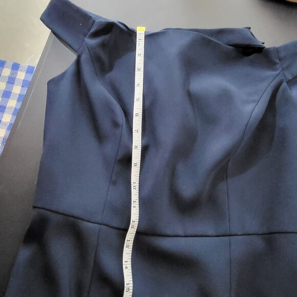 Dessy Collection Vivian Diamond Blue Crepe Bridesmaids Dress Size 10 3040 Bow - Picture 8 of 12